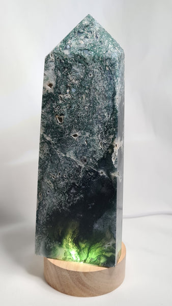 Moss Agate Generator Tower -  Unique piece 16 cm