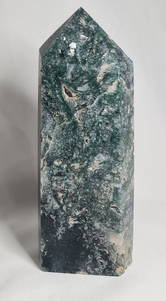 Moss Agate Generator Tower -  Unique piece 16 cm