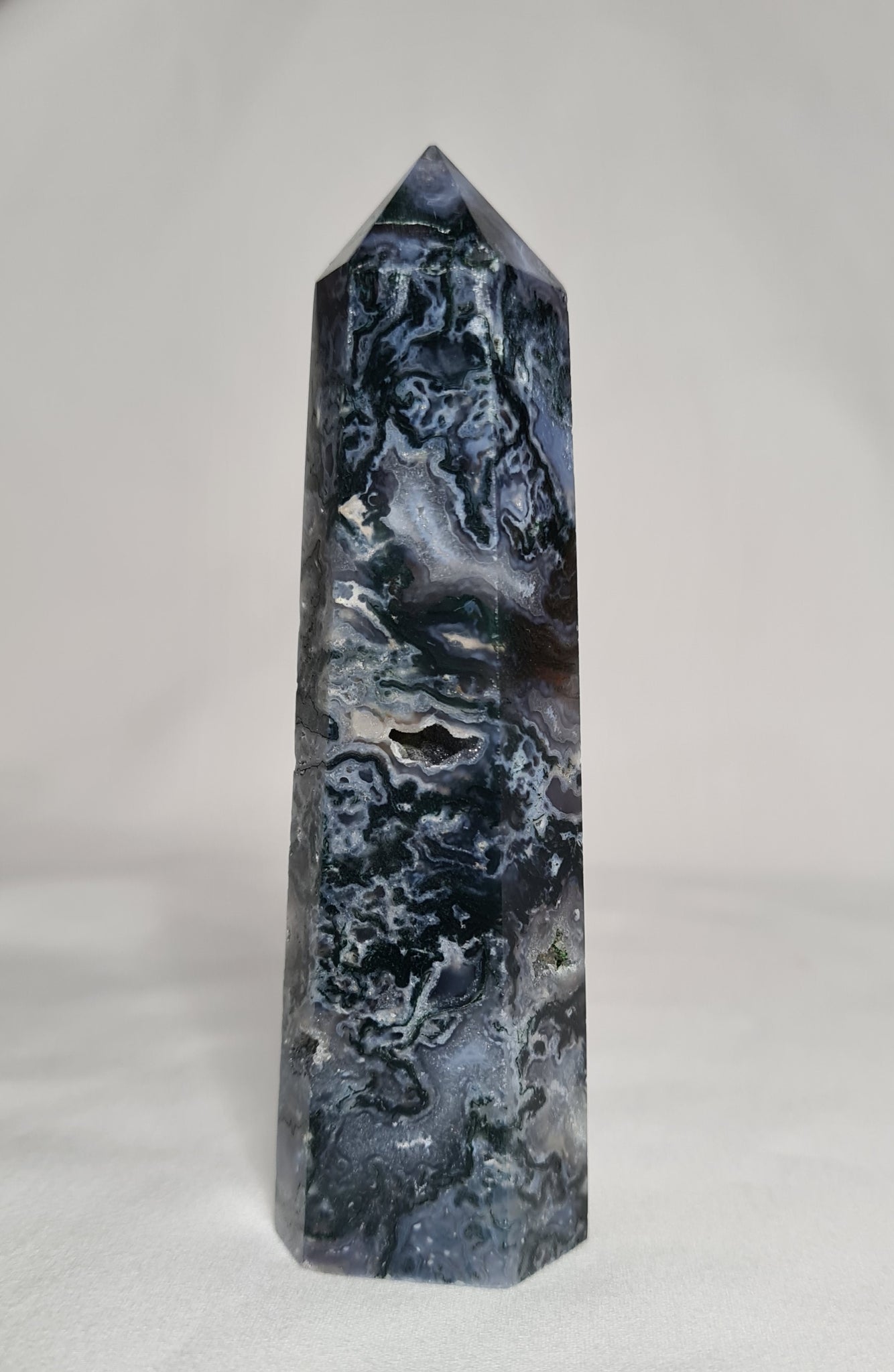 Moss Agate Generator Tower -  Unique piece 10.5 cm