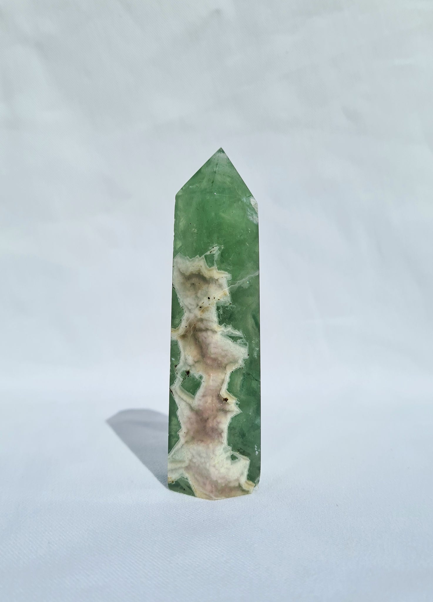 Green Fluorite tower - unique piece 9 cm