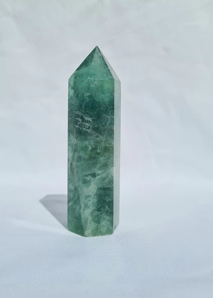 Green Fluorite tower - unique piece 10 cm